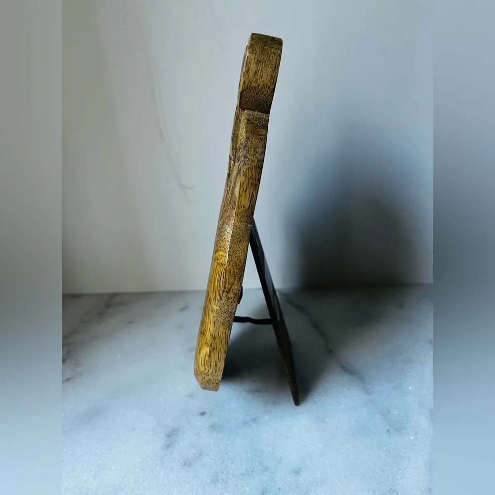 Rustic Brown Wooden Photo Frame handcrafted bow on top